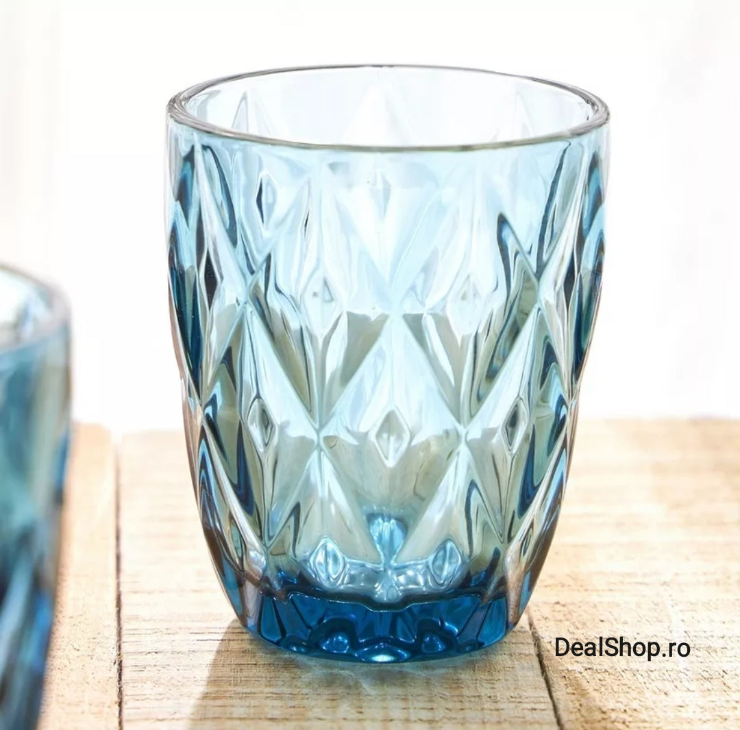 Set de 12 pahare din sticla, 300 ml blue terasa PISCINAevenimente