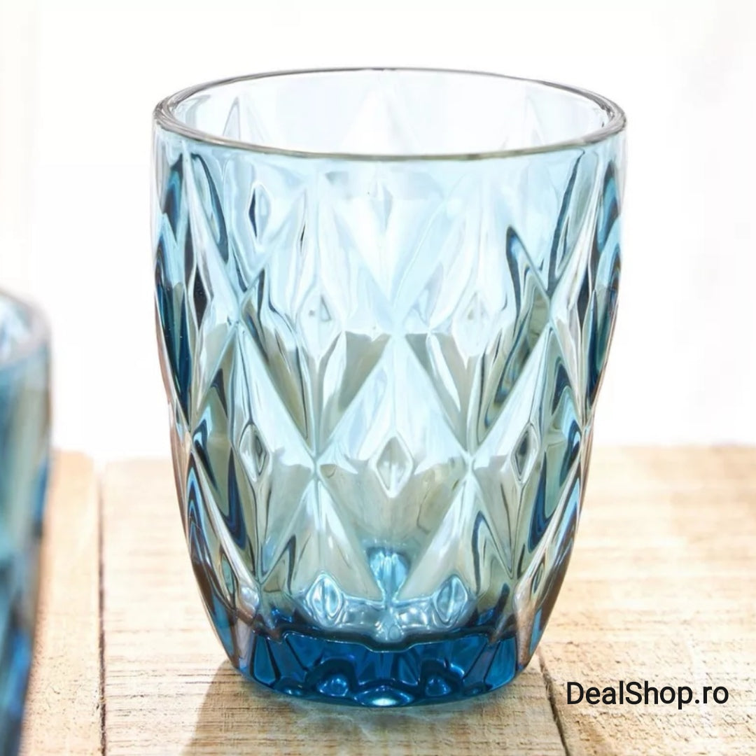 Set de 6 pahare din sticla, 300 ml, blue terasa evenimente