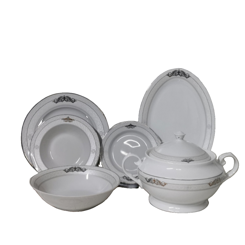 Set de masa portelan 12 persoane 40 piese Rawi 300 alb Elegant si Rafinat pentru orice ocazie