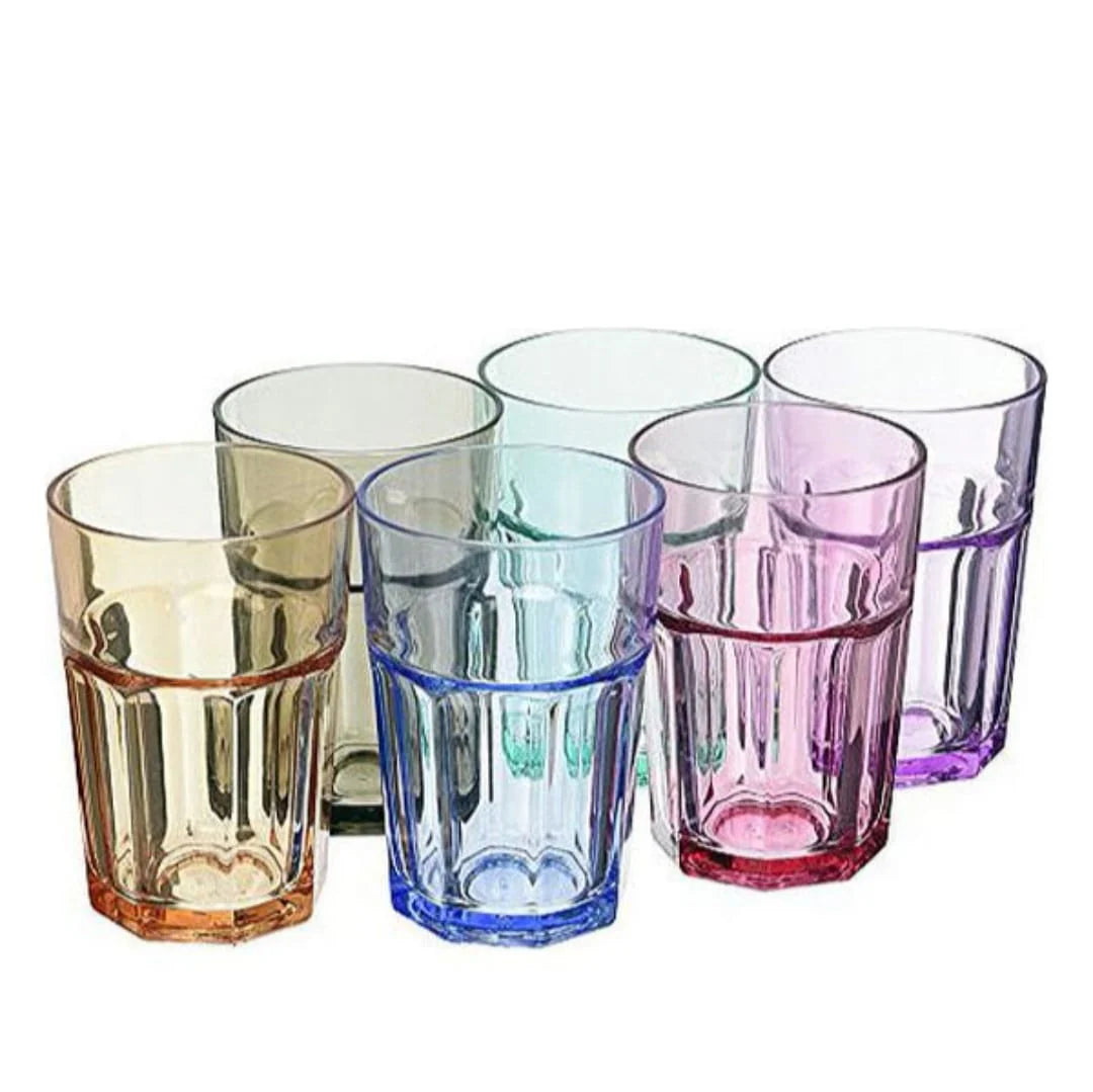 Set 12 pahare Universale 365 ml sticla color Ideal pentru Suc Apă Vin Bere si Cocktailuri