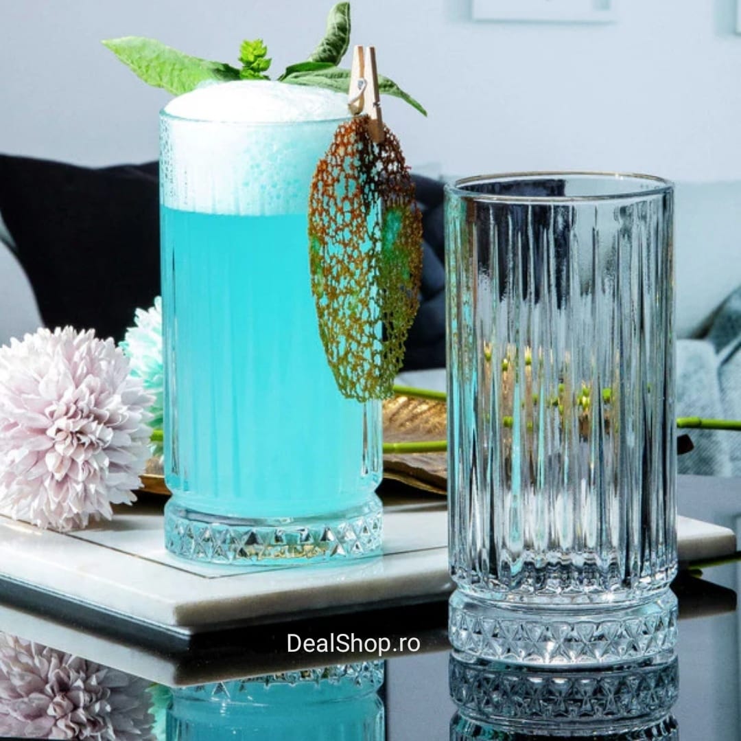 Set 12 pahare sticla 300 ml  MANSOURA LINES PAHARE TERASA Perfecte pt terasa piscina evenimente