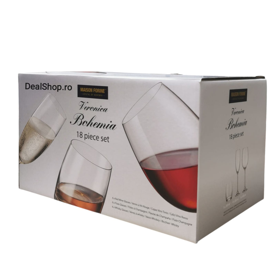 Set 18 pahare Cristal pentru Vin, Sampanie, Whiskey Veronica Bohemia