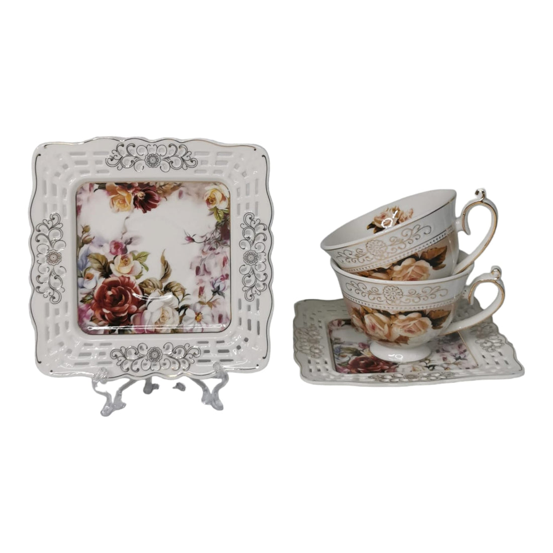 Set 2 cesti cu 2 farfurioare portelan Malooki Luxury Collection 7505-2