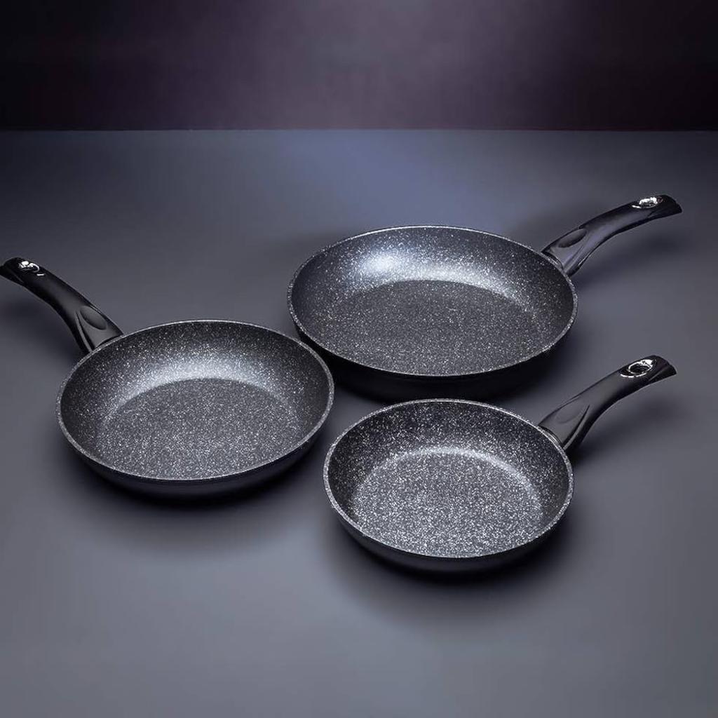 Set 3 tigai cu Invelis de Marmura, Royalty Line, Negru, RL-FM3F3BK