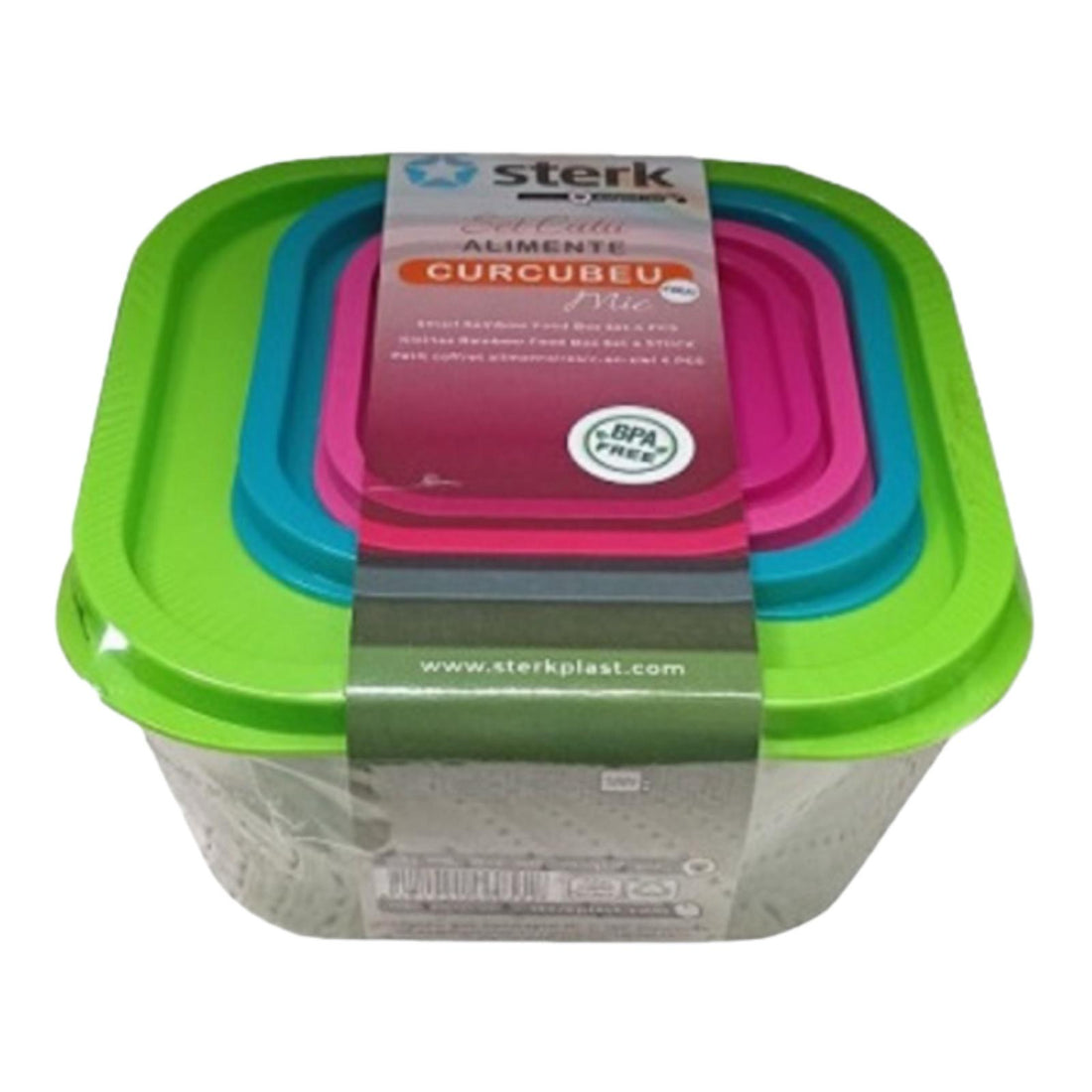 Set 4 caserole cu capac multicolor