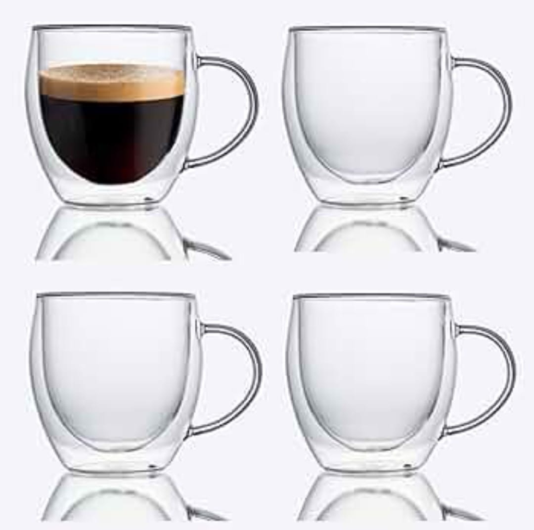 Set 4 cesti cafea cu pereti dublii termorezitente 250 ml