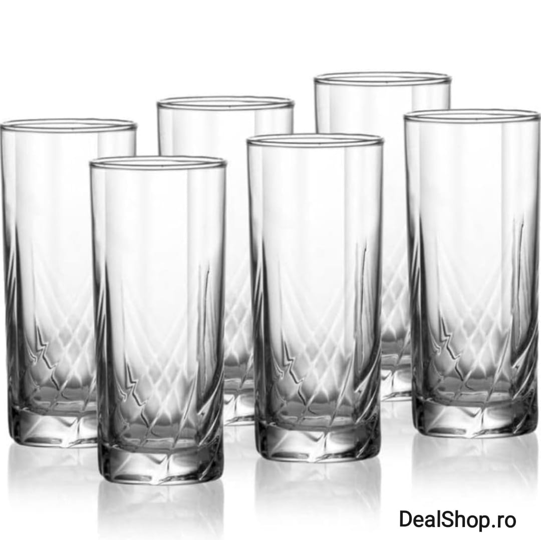 Set 6 pahare din Sticla, 265 ml, Anthea PT SUC APA VIN BERE IDEALE PT TERASA PISCINA EVENIMENTE