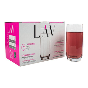 Set 6 pahare sticla Lav Diamond apa suc bere vin 385 ml terasa piscina evenimente