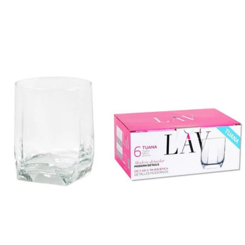 Set 6 pahare sticla whisky vodca brandy coniac suc apa Lav Tuana 320 ml terasa piscina evenimente