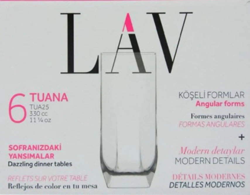 Set 6 pahare Lav Tuana 330 ml – pahare sticla pentru apa suc și vin