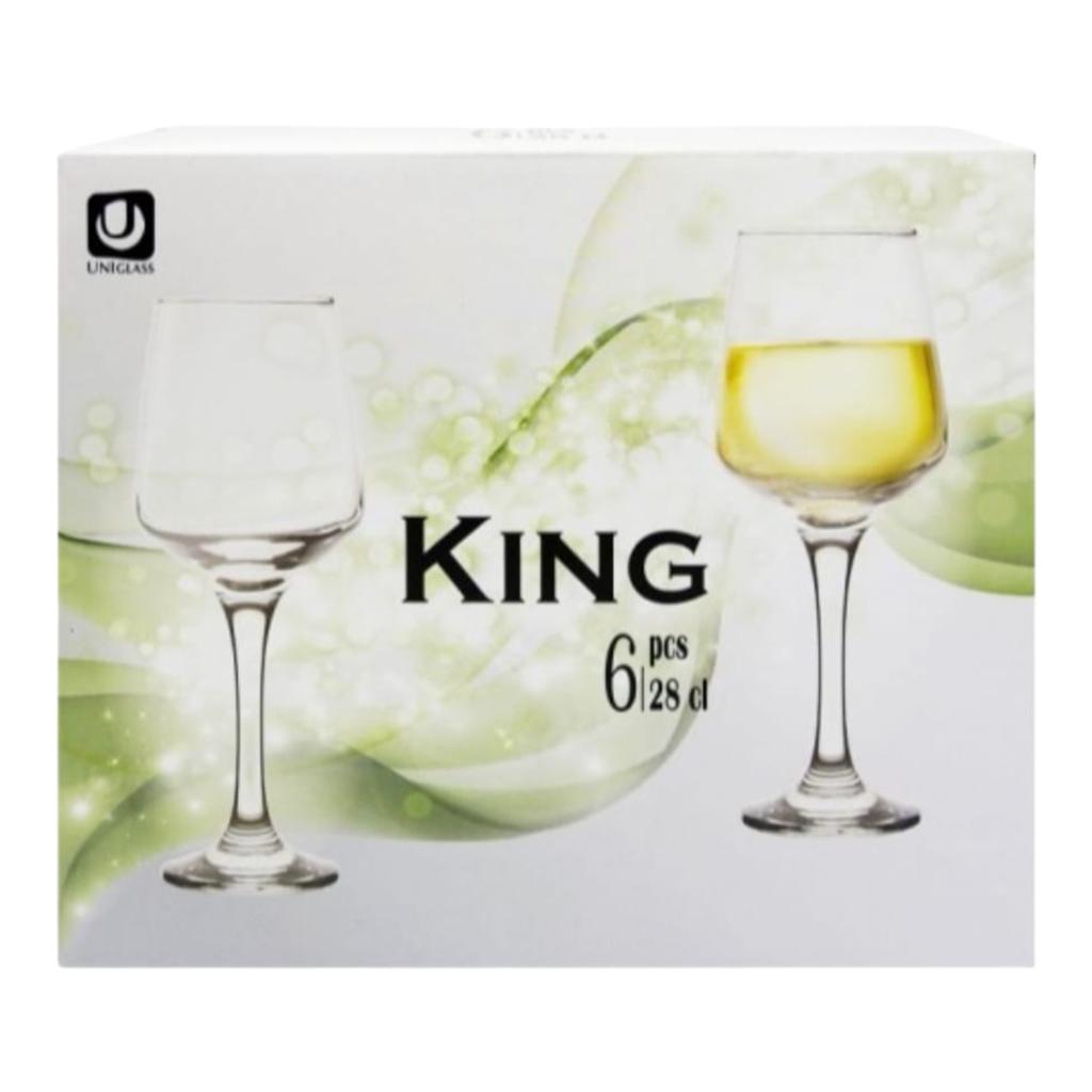Set 6 pahare pentru vin alb, 280 ml KING, Sticla