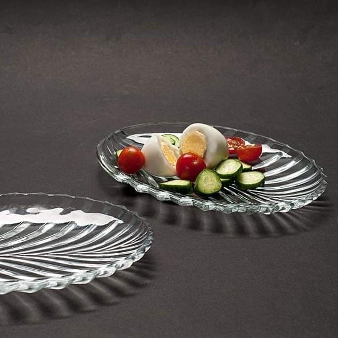 Set 6 platouri sticla model frunza 20 cm eleganta si funcționalitate pentru Mesele Tale