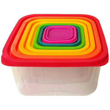 Set 7 caserole alimentare cu capac colorat