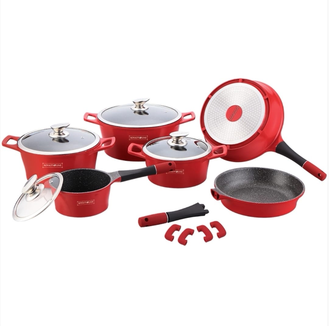 Set Cratite Marmorate, 14 piese, Invelis marmura, Royalty Line rosu
