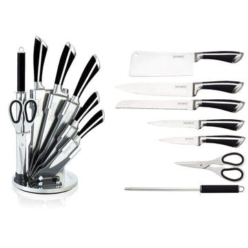 Set cutite suport rotativ 8 piese Royalty Line RL-KSS700 inox