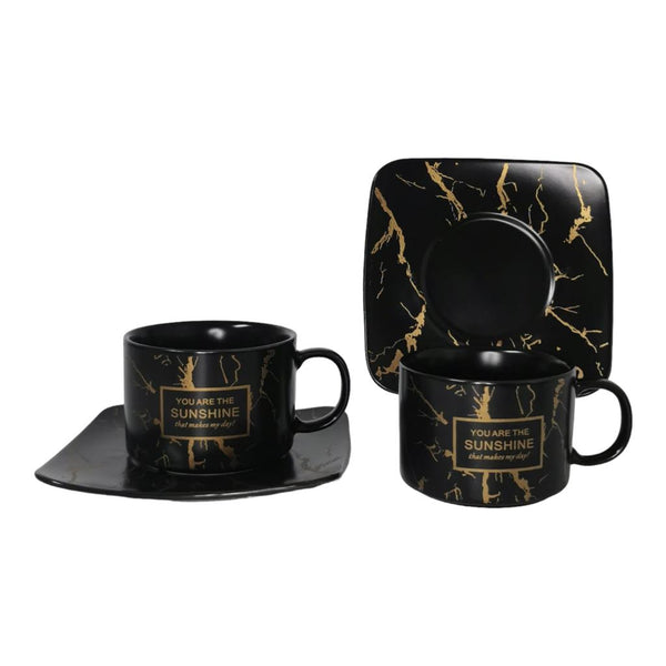 Set de 6 cesti cu 6 farfurii 150 ml, Malooki Luxury Collection, Calitate superioara 4438