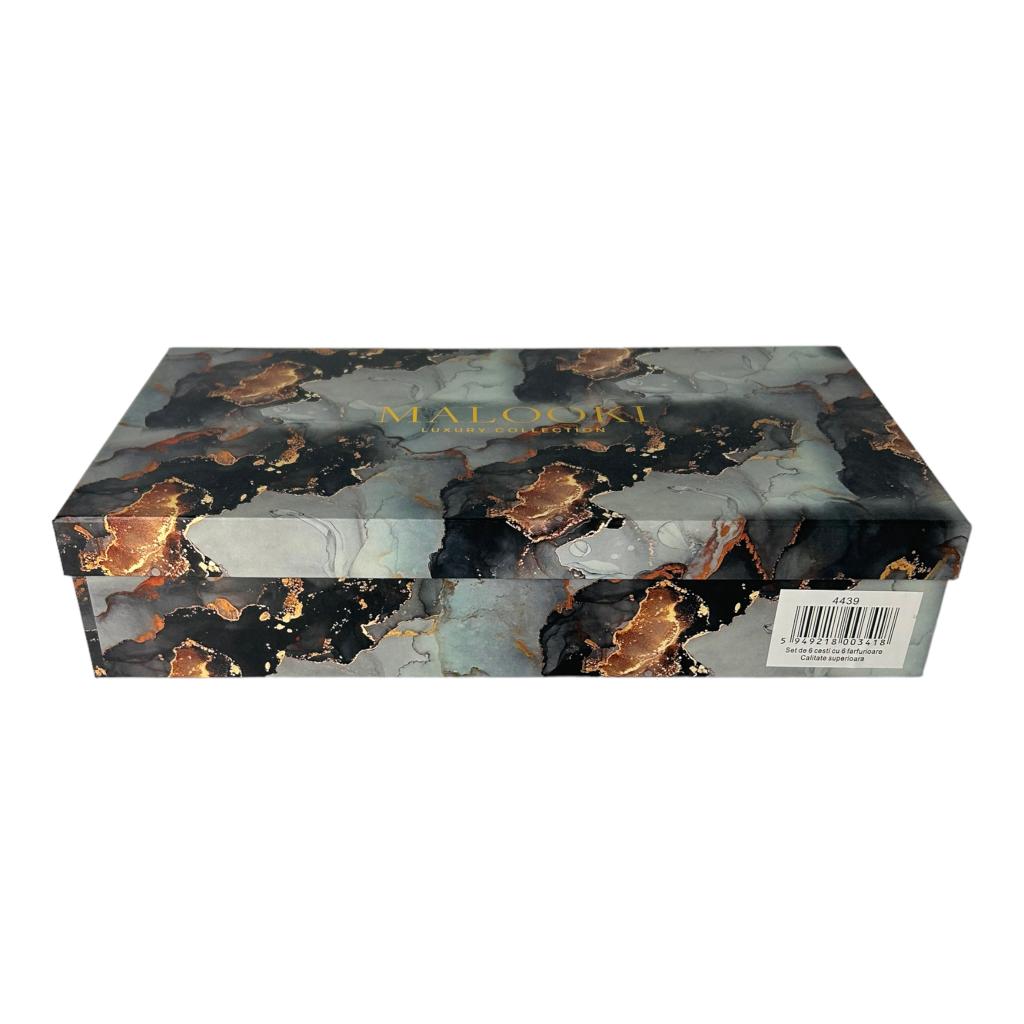 Set de 6 cesti cu 6 farfurii 150 ml, Malooki Luxury Collection, Calitate superioara 4439