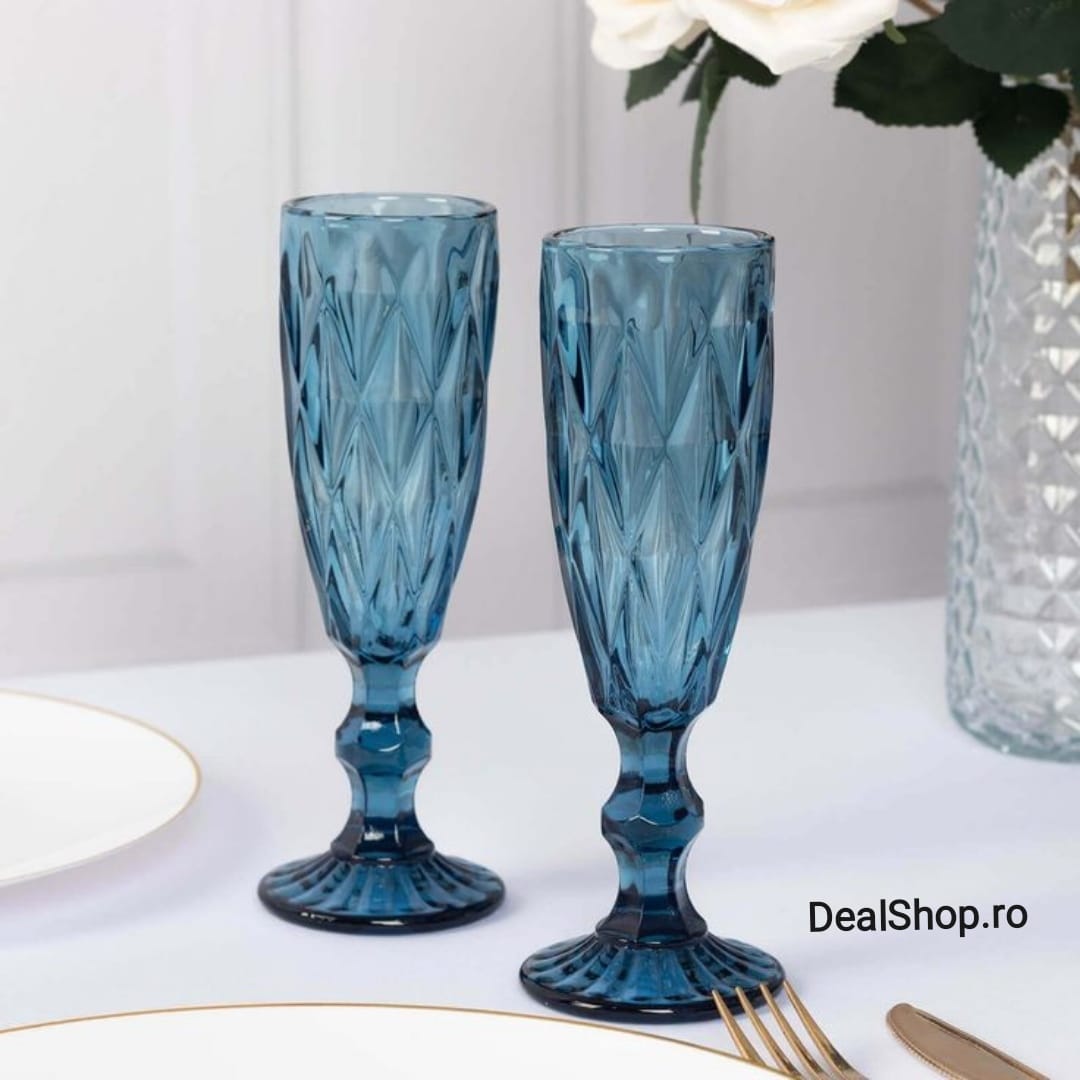Set de 6 pahare pentru sampanie, 165 ml , blue