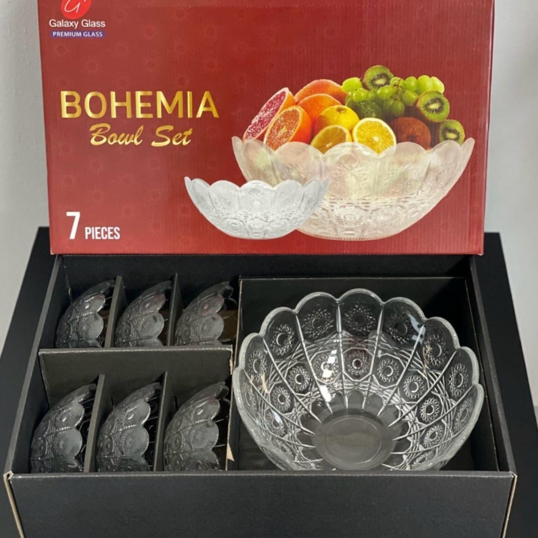 Set de 7 Boluri din Sticla Rezistenta Bohemia  Eleganta si Durabilitate pentru Bucătăria Ta