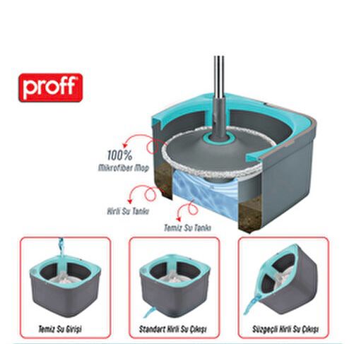 Mop proff Proff Triton Rezervor separat pentru apa curata si murdara cu sistem de curățare - Mop din microfibra