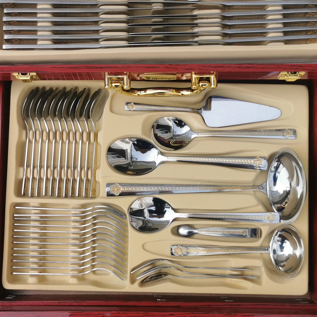 Set 12 persoane tacamuri Versace 72 piese otel inoxidabil Bachmayer BM 7881 Cadoul perfect