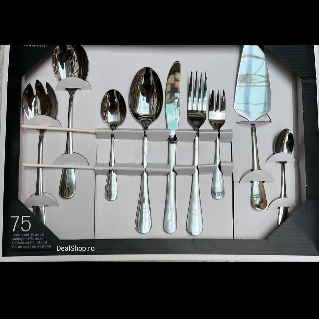 Set Tacamuri din Inox Malooki Luxury Collection – 75 Piese pentru 12 Persoane