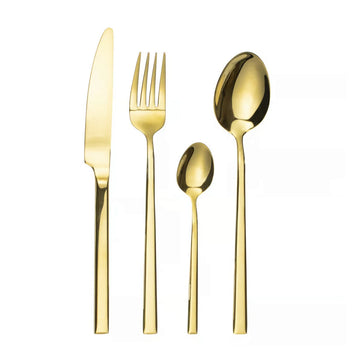 Set tacamuri inox, 48 piese, 12 persoane, auriu Gold