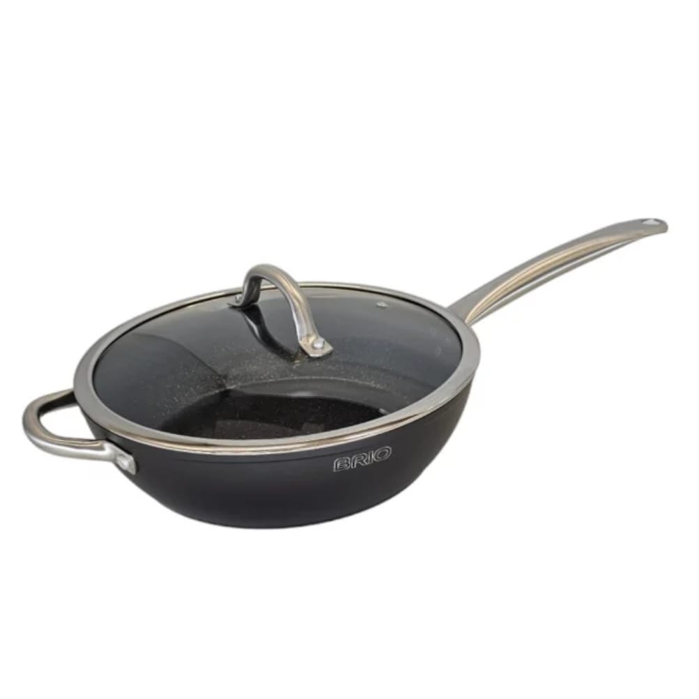 Tigaie Profesionala Brio Metallica cu Capac, 28 cm, 3,8 litri