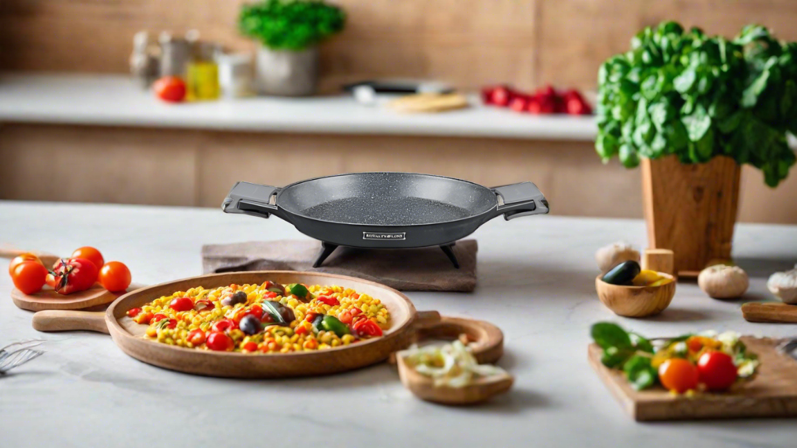 Tigaie Paella Marmorată 36 cm Royalty Line Gătește Paella Perfectă Acasă