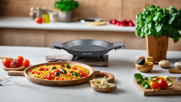 Tigaie Paella Marmorată 36 cm Royalty Line Gătește Paella Perfectă Acasă
