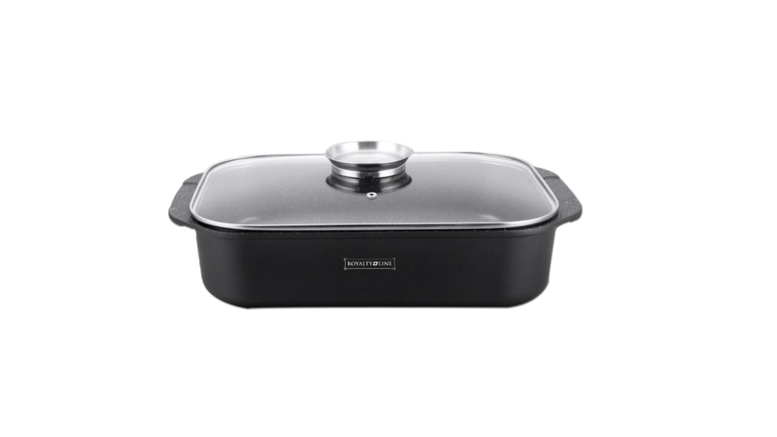 Tava cuptor, plita, Royalty Line RL-ACR34 ML, 34 cm 6.5L, interior marmura, Teflon