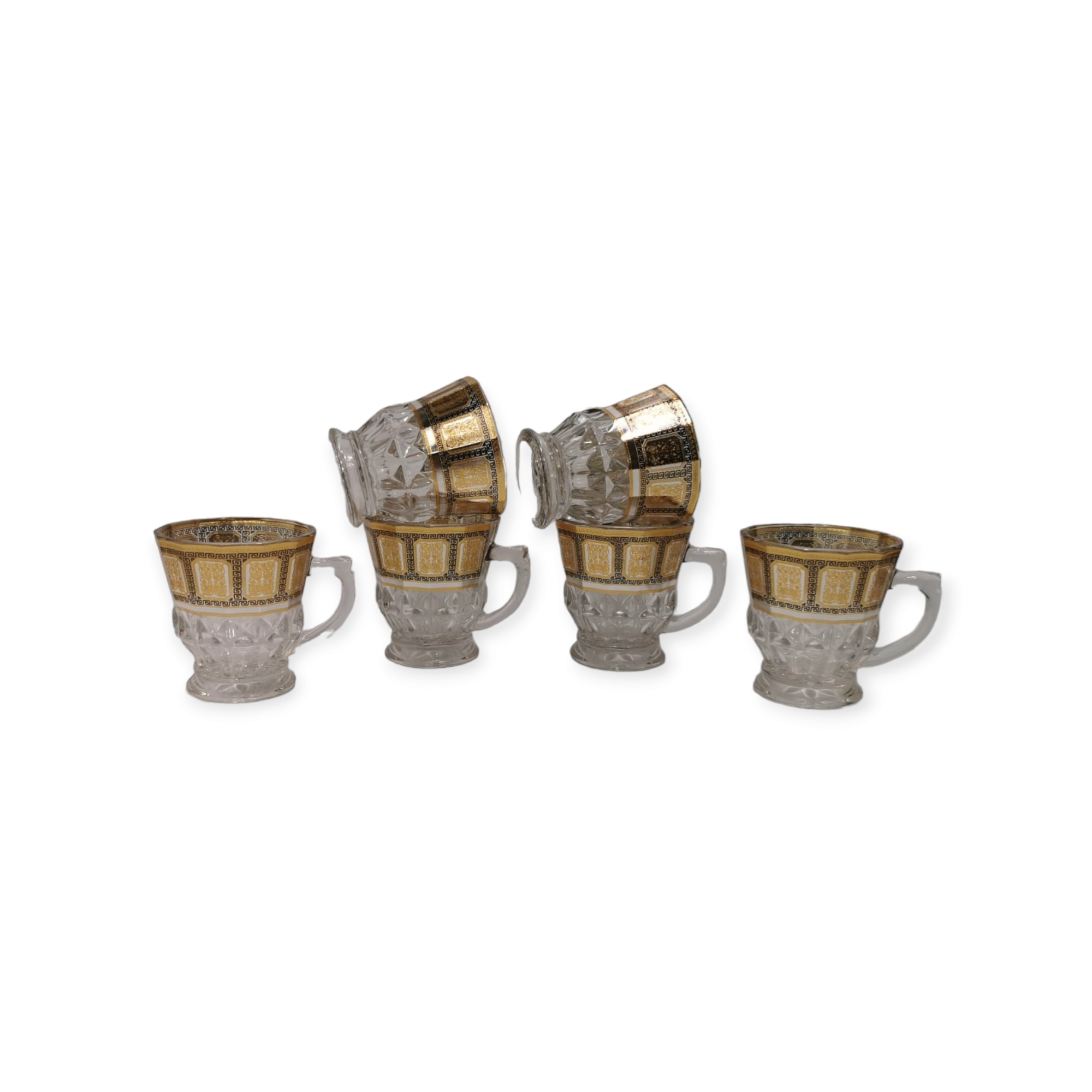 Set 6 cesti imprimeu elegant auriu