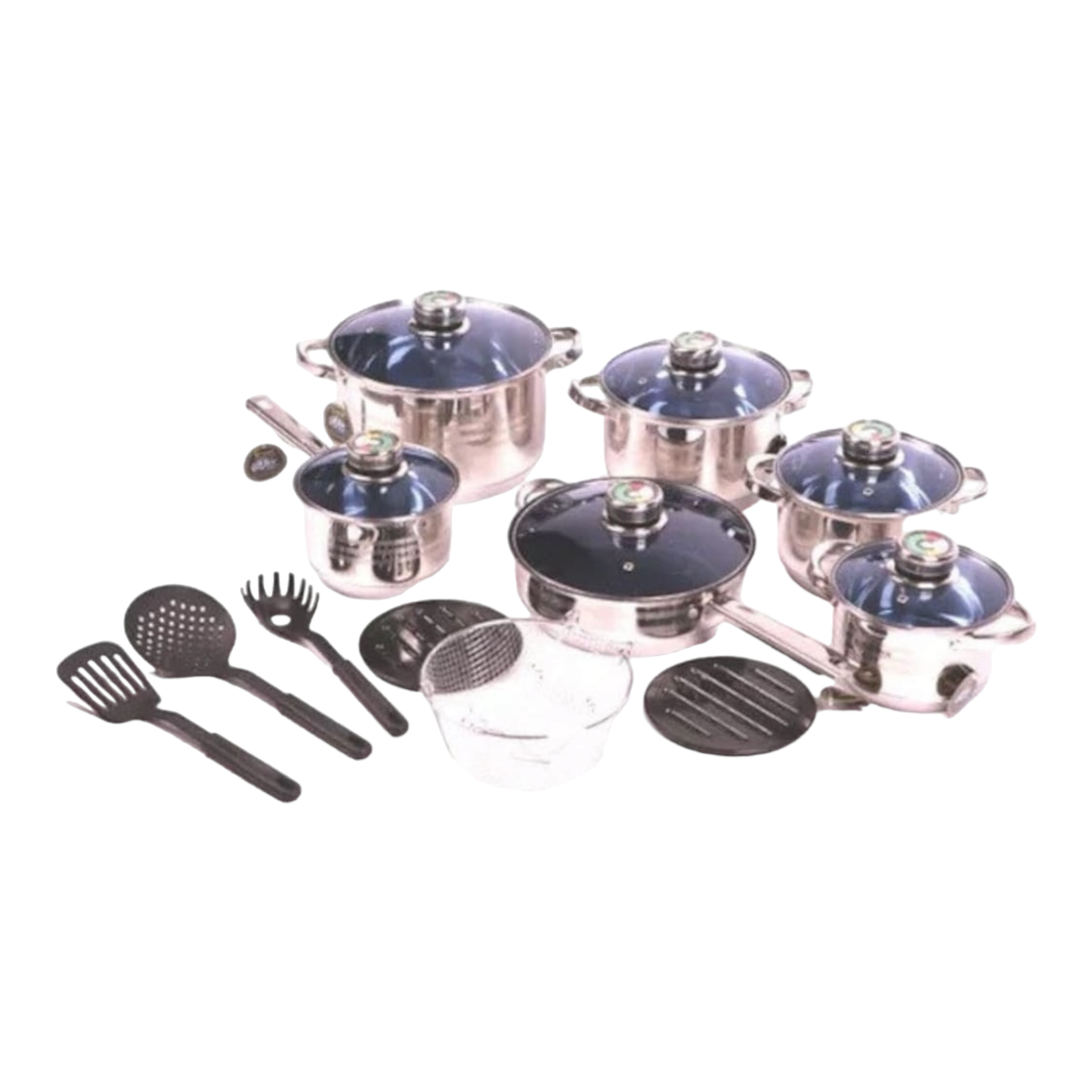 Set de cratite 18 Piese, capac din sticla termorezistenta, manere termometru, 9 straturi, Inox, RL-1801BM