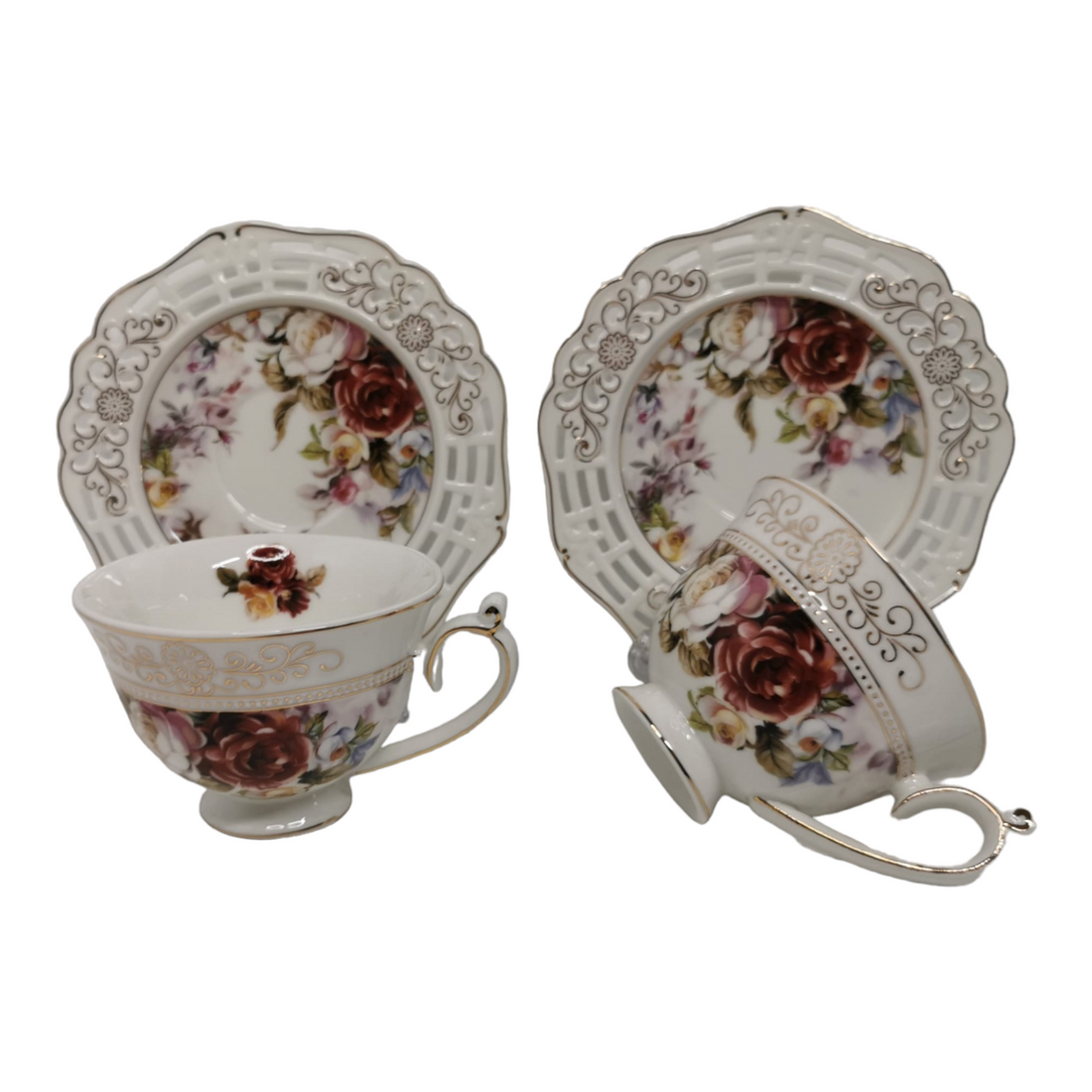 Set 2 cești pentru cafea sau ceai cu farfurioare, Malooki Luxury Collection 7509-2