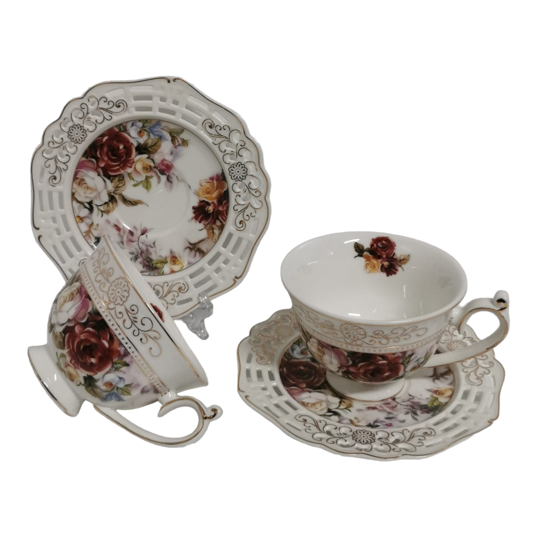 Set 2 cești pentru cafea sau ceai cu farfurioare, Malooki Luxury Collection 7509-2