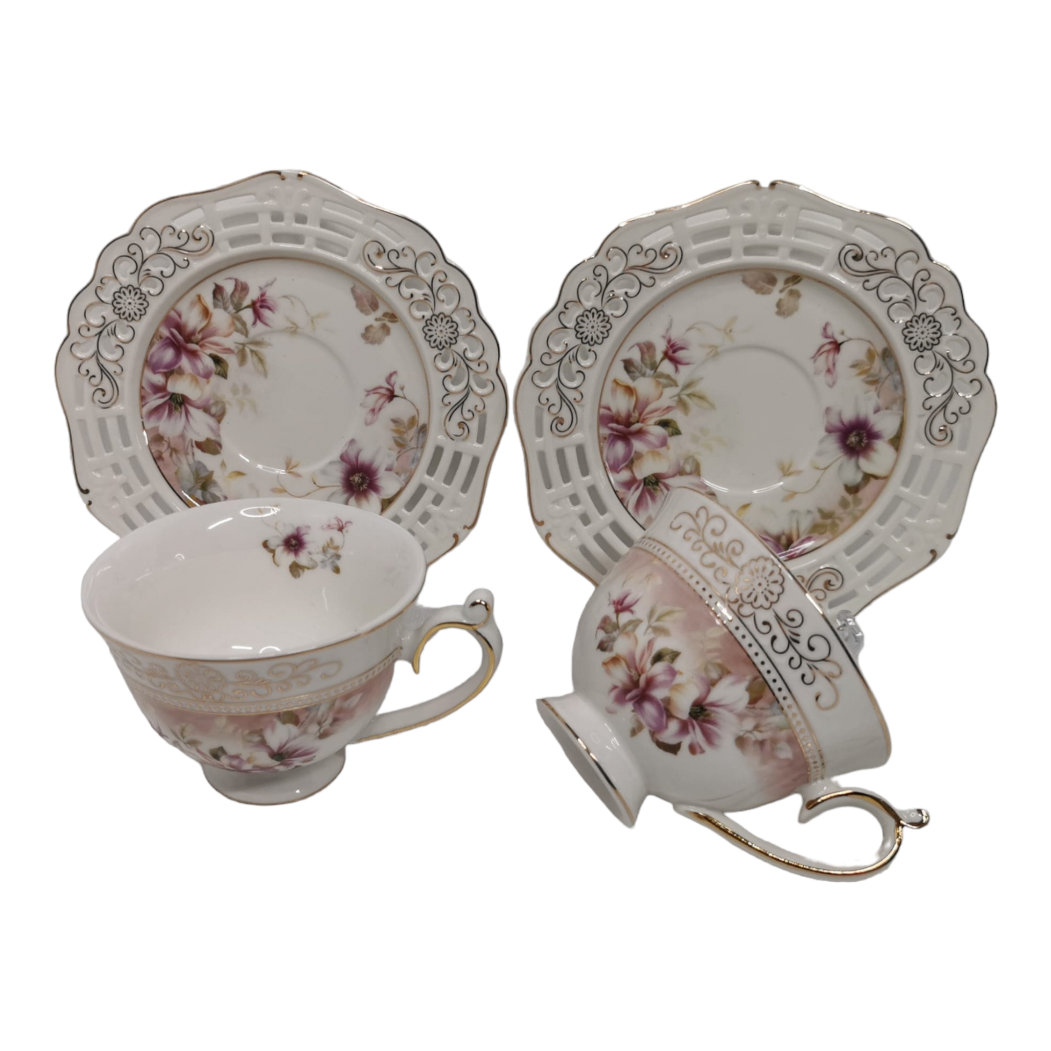 Set 2 cești pentru cafea sau ceai cu farfurioare, Malooki Luxury Collection