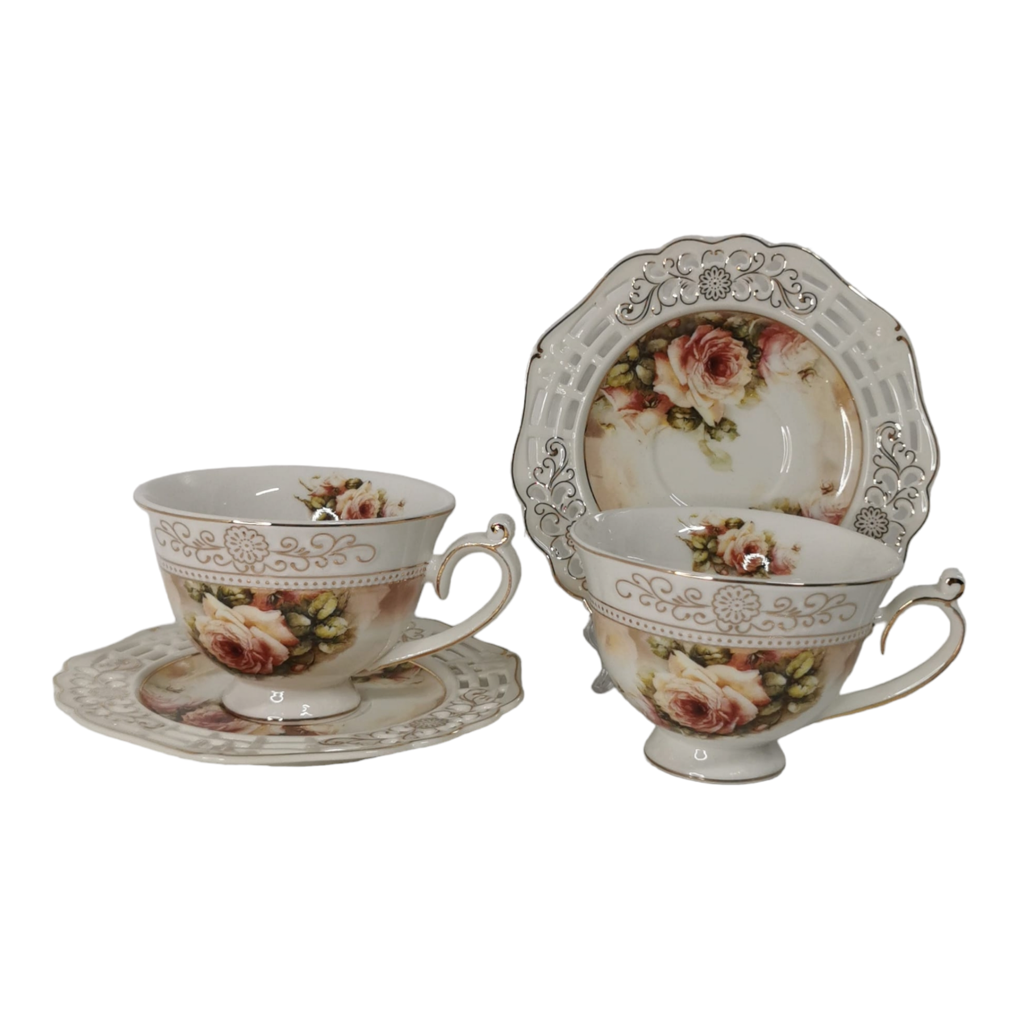 Set 2 cești pentru cafea sau ceai cu farfurioare, Malooki Luxury Collection