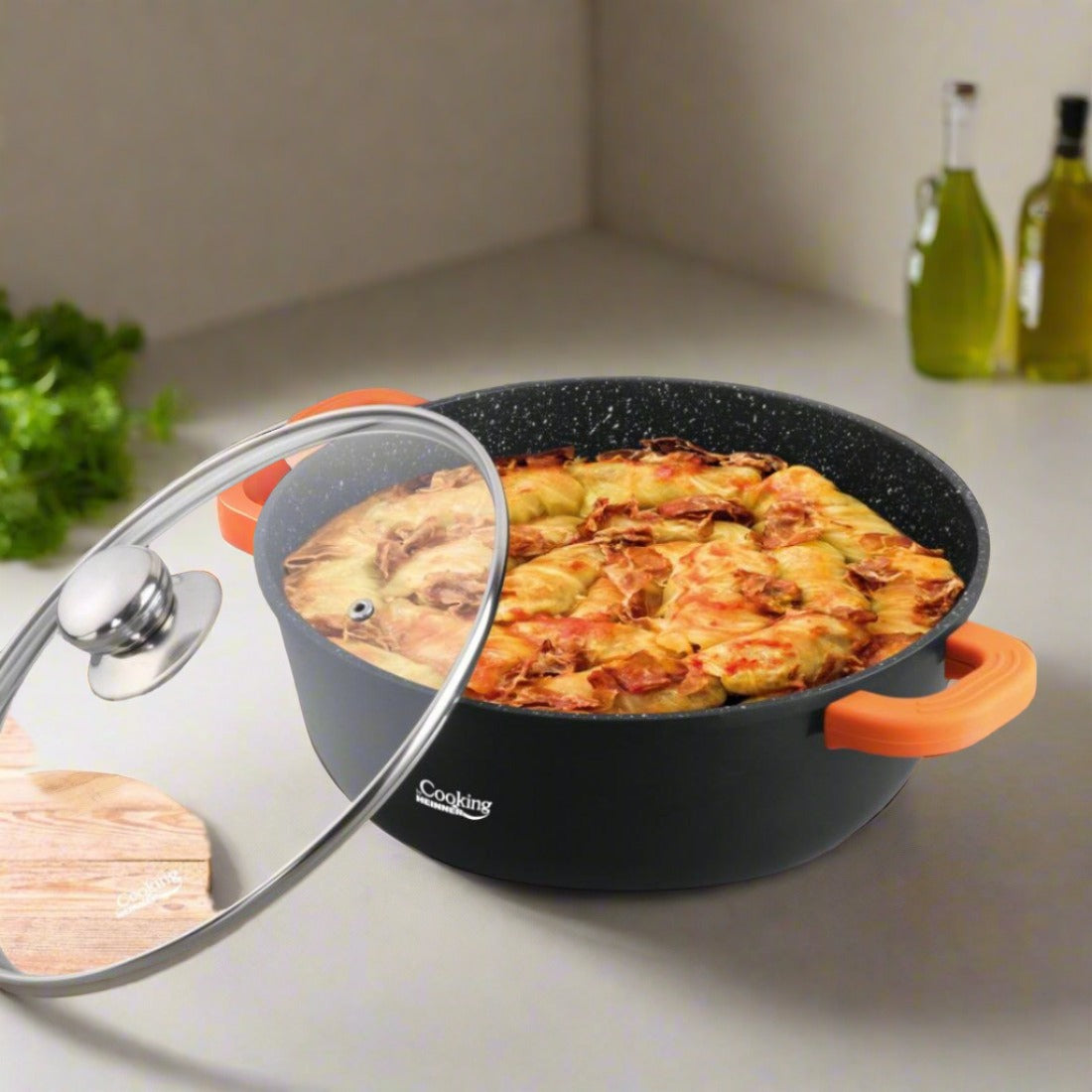 Cratita 23 litri interior marmura antiaderenta Cooking by Heinner perfecta pt gem Zacusca Gatit sanoatos