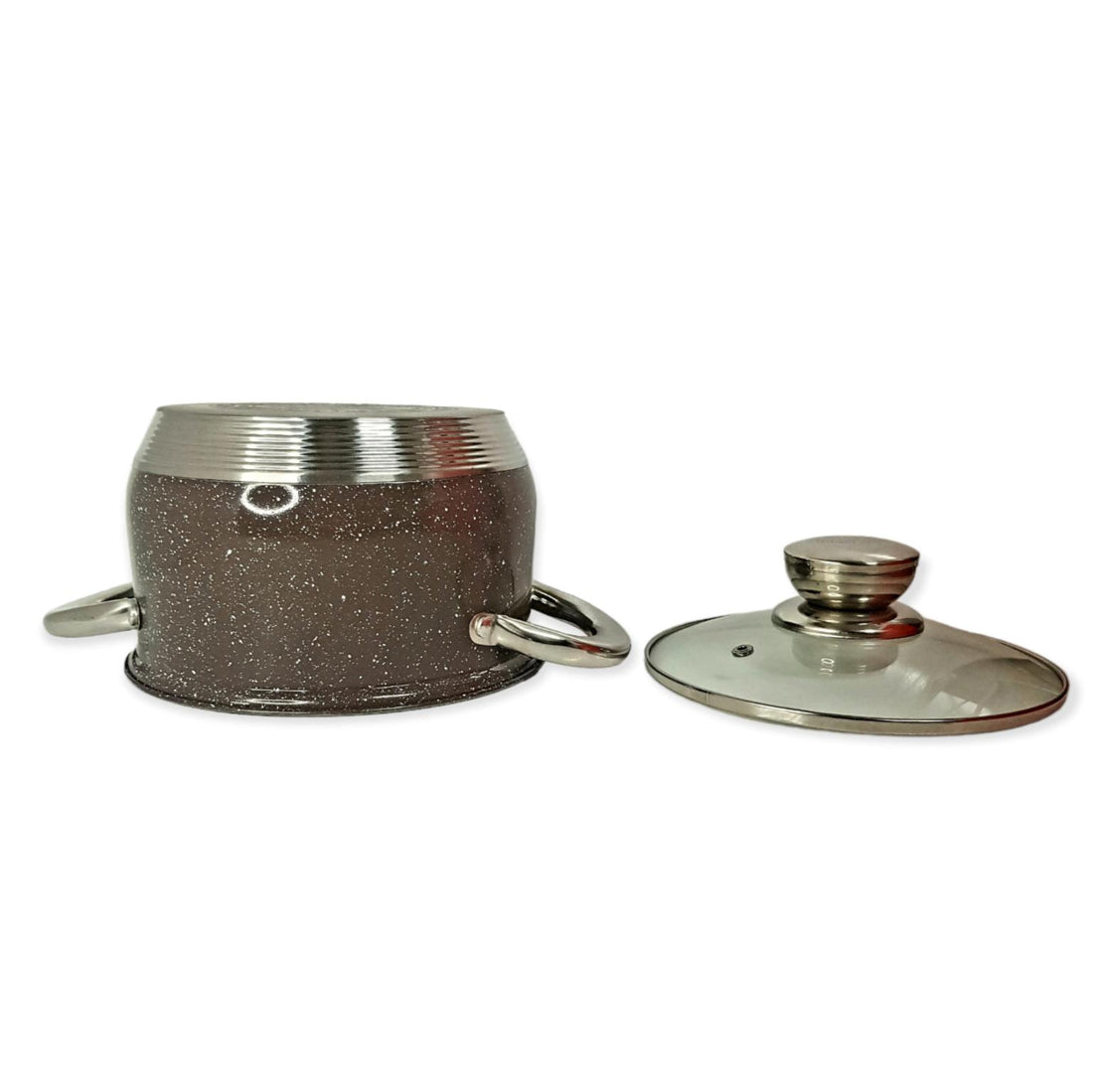 Cratita 2.9 litri Premium Royalty Line Brown  Inox cu fund multistrat și capac din sticla gătit rapid elegant și sanatos