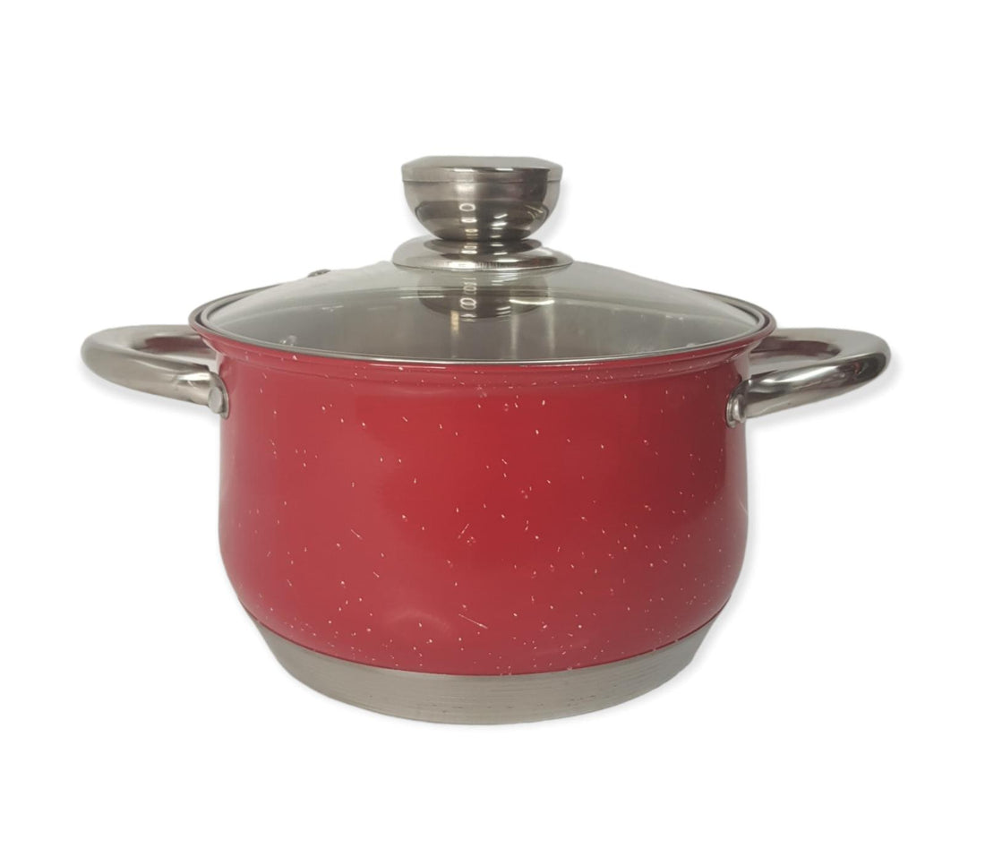 Cratita inox 6,5 LITRI cu capac de sticla Royalty Line Red