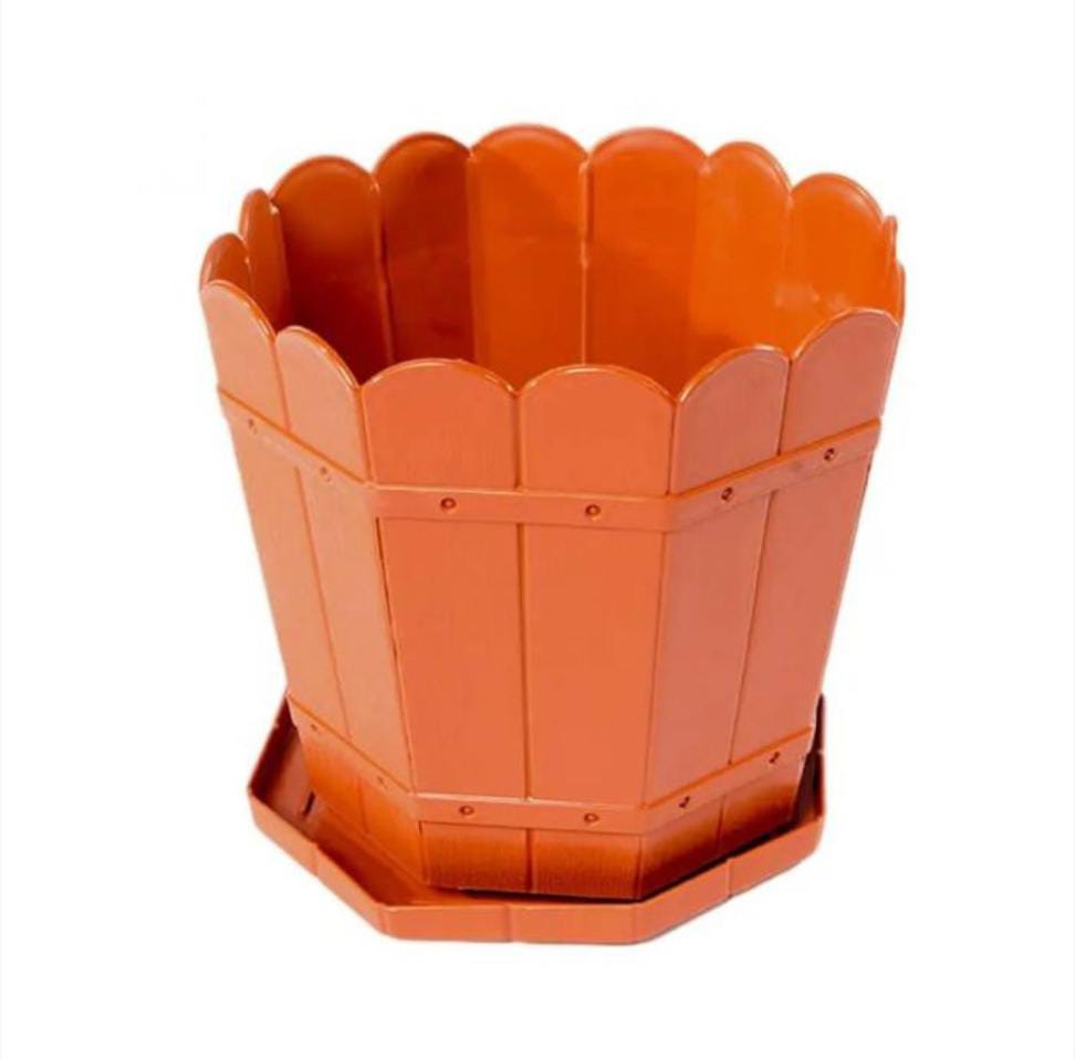 Ghiveci rustic 32 Litri din plastic cu tavă ideal pentru Plantele Tale de Dimensiuni Mari