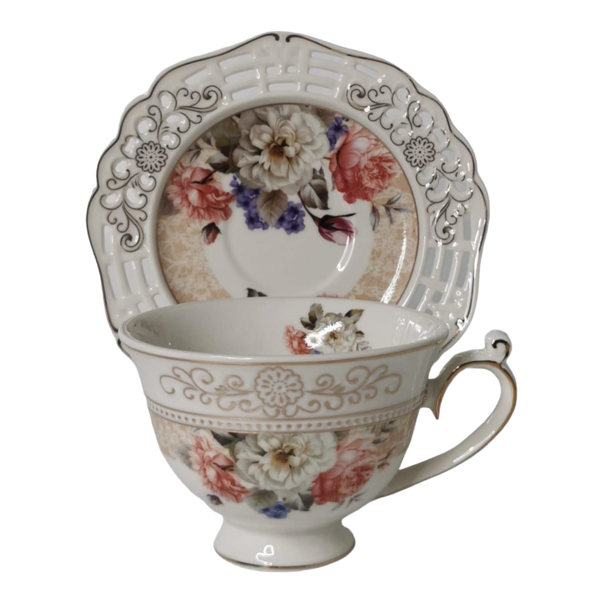 Set 6 cesti cafea / ceai cu farfurioare Malooki Luxury Collection, 190 ml