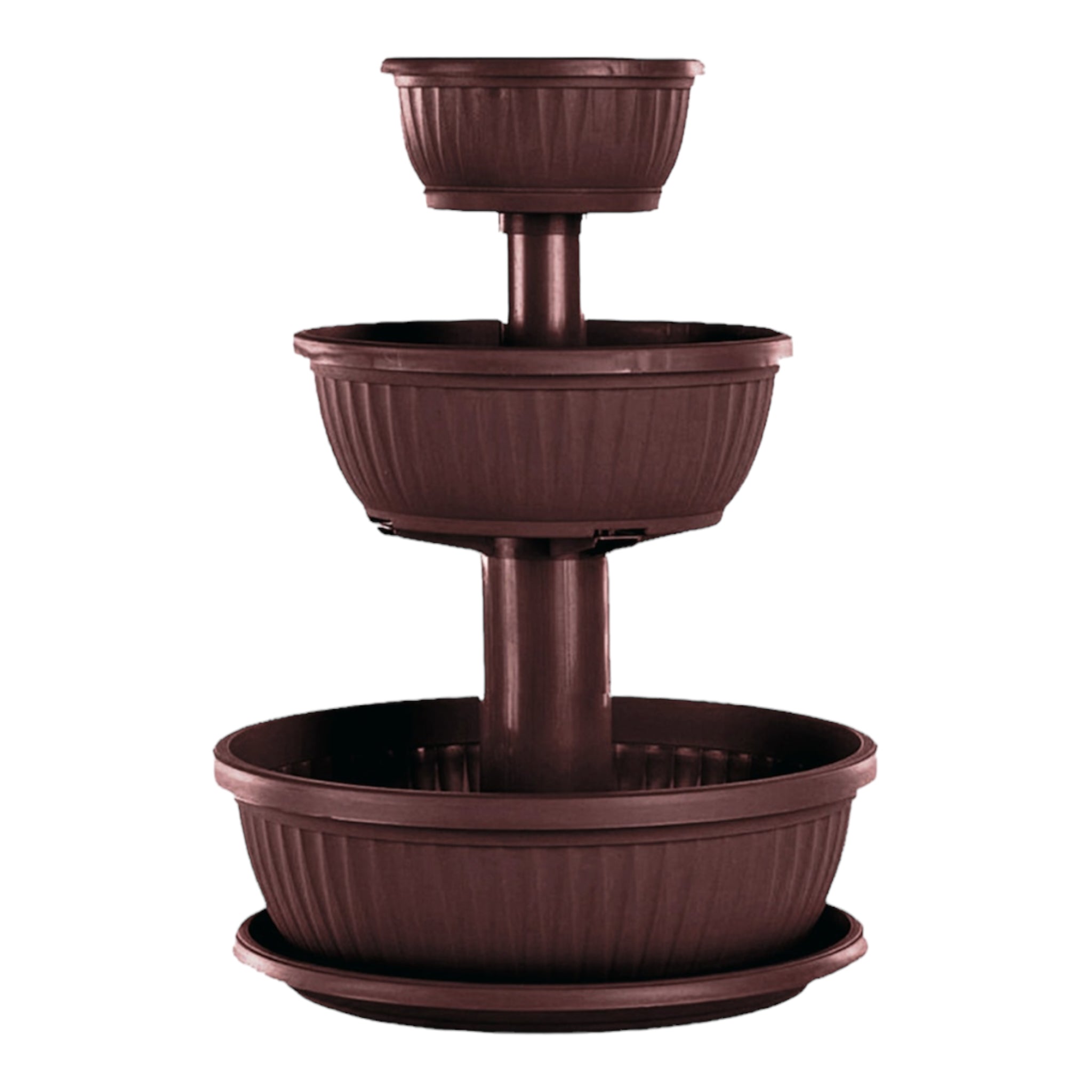 Set 3 ghivece etajate ND, diametre 20, 30, 40 cm, capacitati 1.2, 4, 9 litri, maro inchis