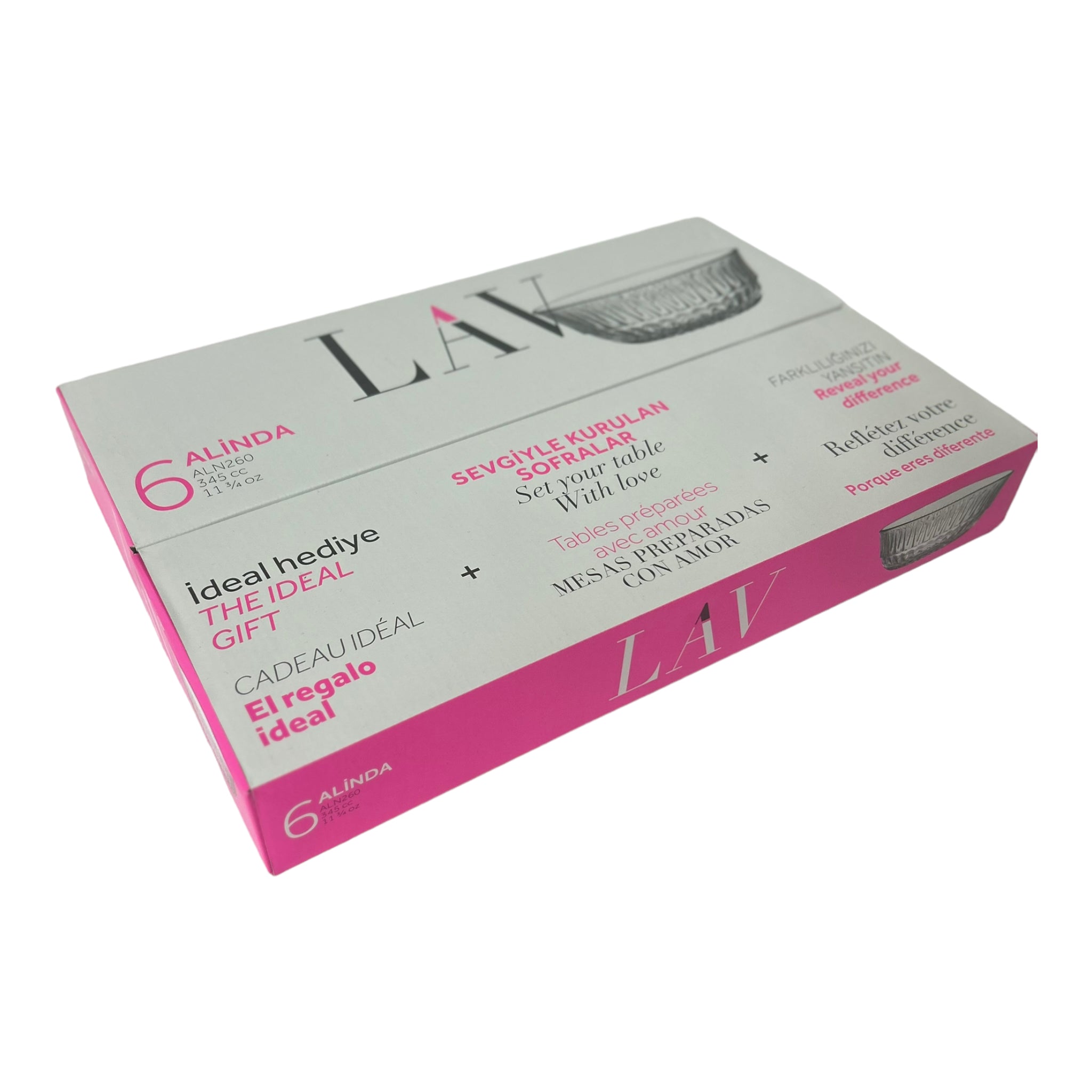 Set 6 boluri sticla Lav Alinda, 345cc