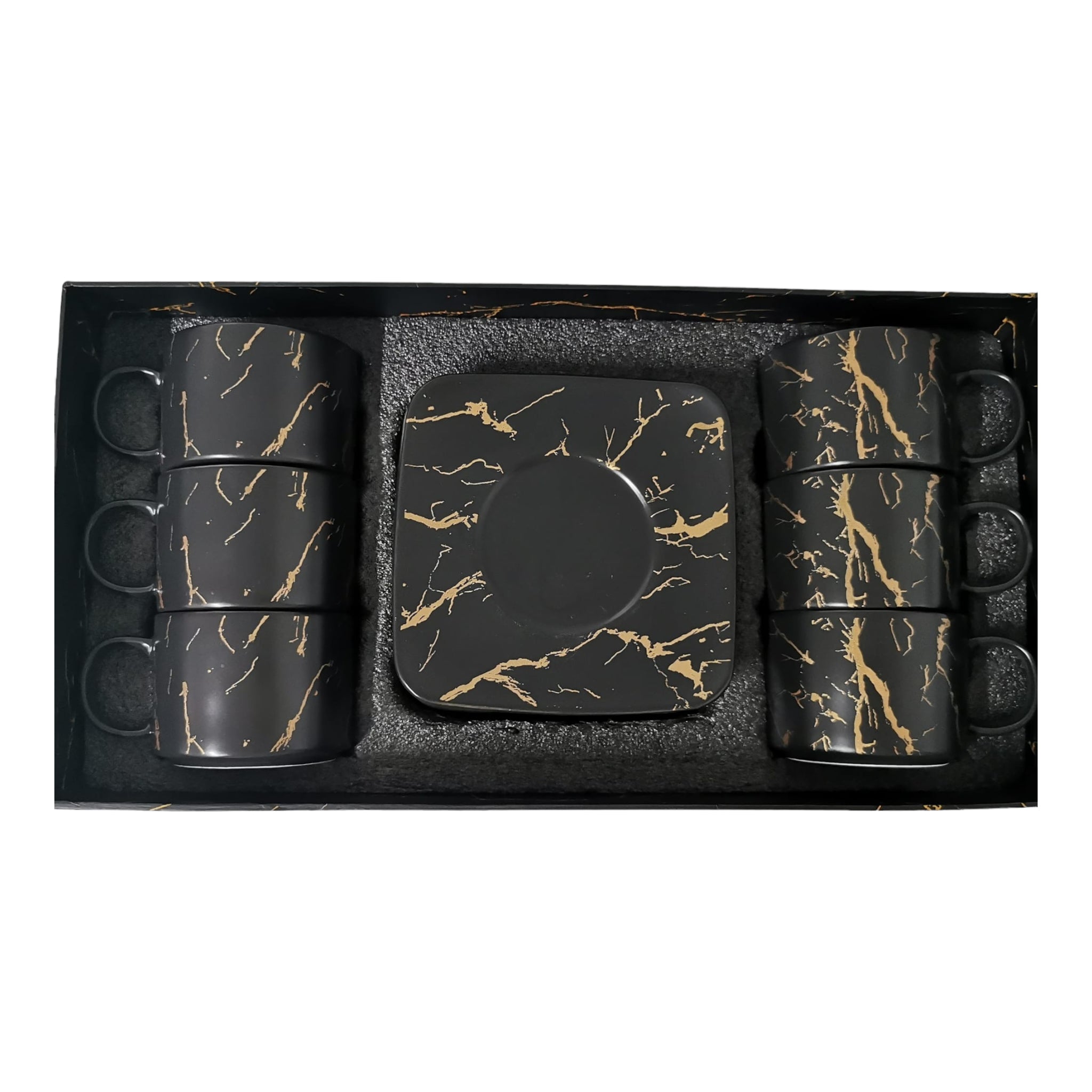 Set de 6 cesti cu 6 farfurii 150 ml, Malooki Luxury Collection, Calitate superioara 4431
