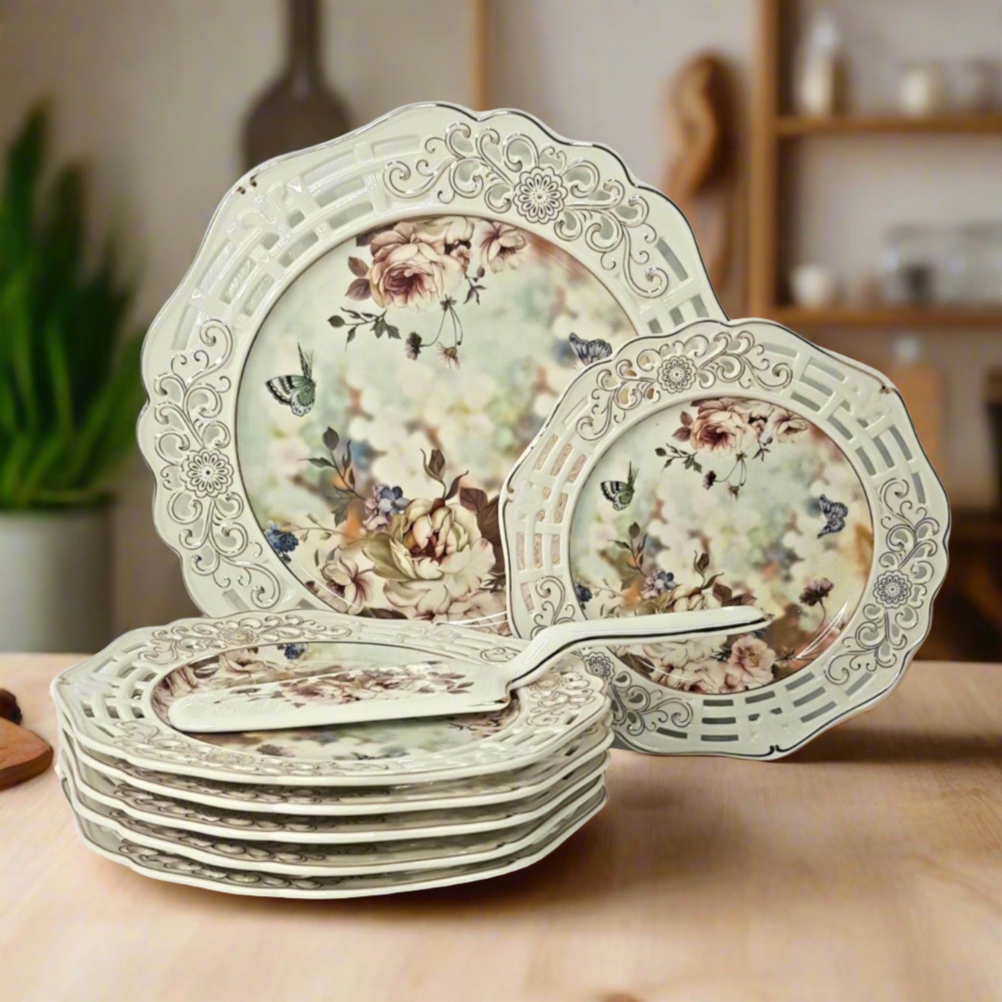 Set de tort MALOOKI, 8 piese, model rotund