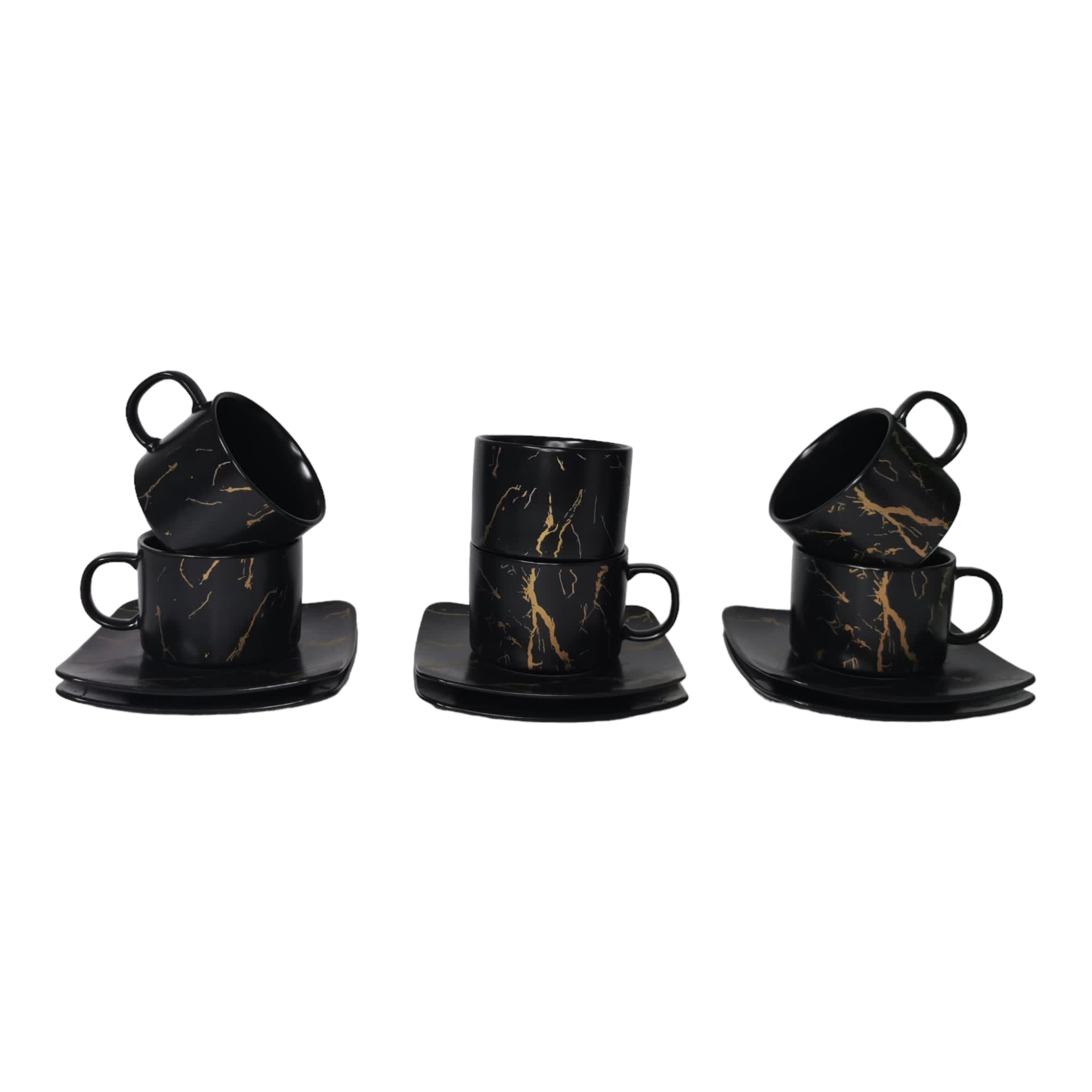 Set de 6 cesti cu 6 farfurii 150 ml, Malooki Luxury Collection, Calitate superioara 4431