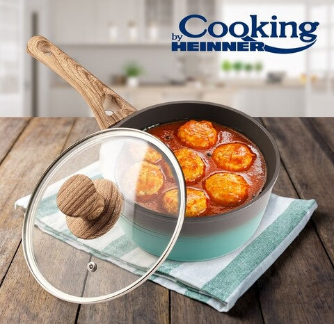 Cratita sos Cooking by Heinner Green Nature, cu capac, aluminiu, inductie, 18 x 8 cm, 1.5 L Syvota