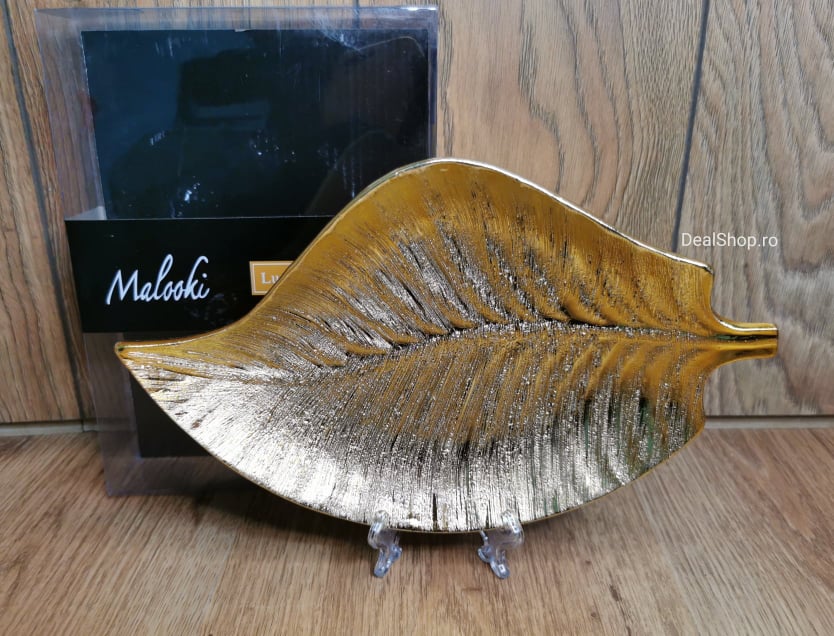 Platou ceramic auriu in forma de frunza Malooki