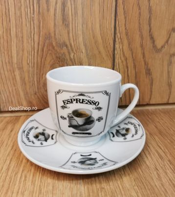Set de 6 cesti pentru cafea sau ceai, 170 ml, cu 6 farfurioare, Malooki05 MM 896